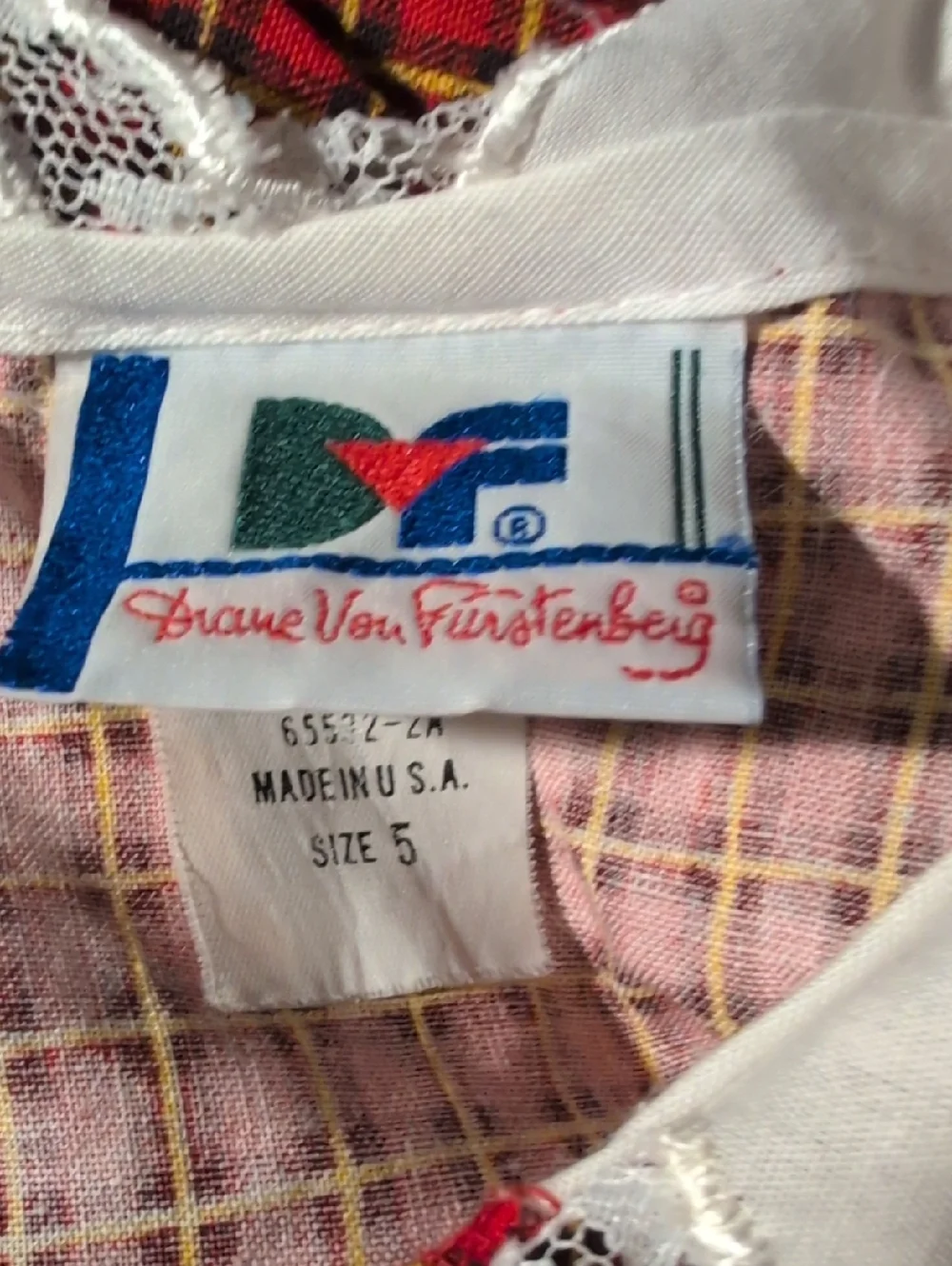 90s Vintage‎ Vintage Diane Von Furstenberg plaid Lace outfit Dress Girls Size 5